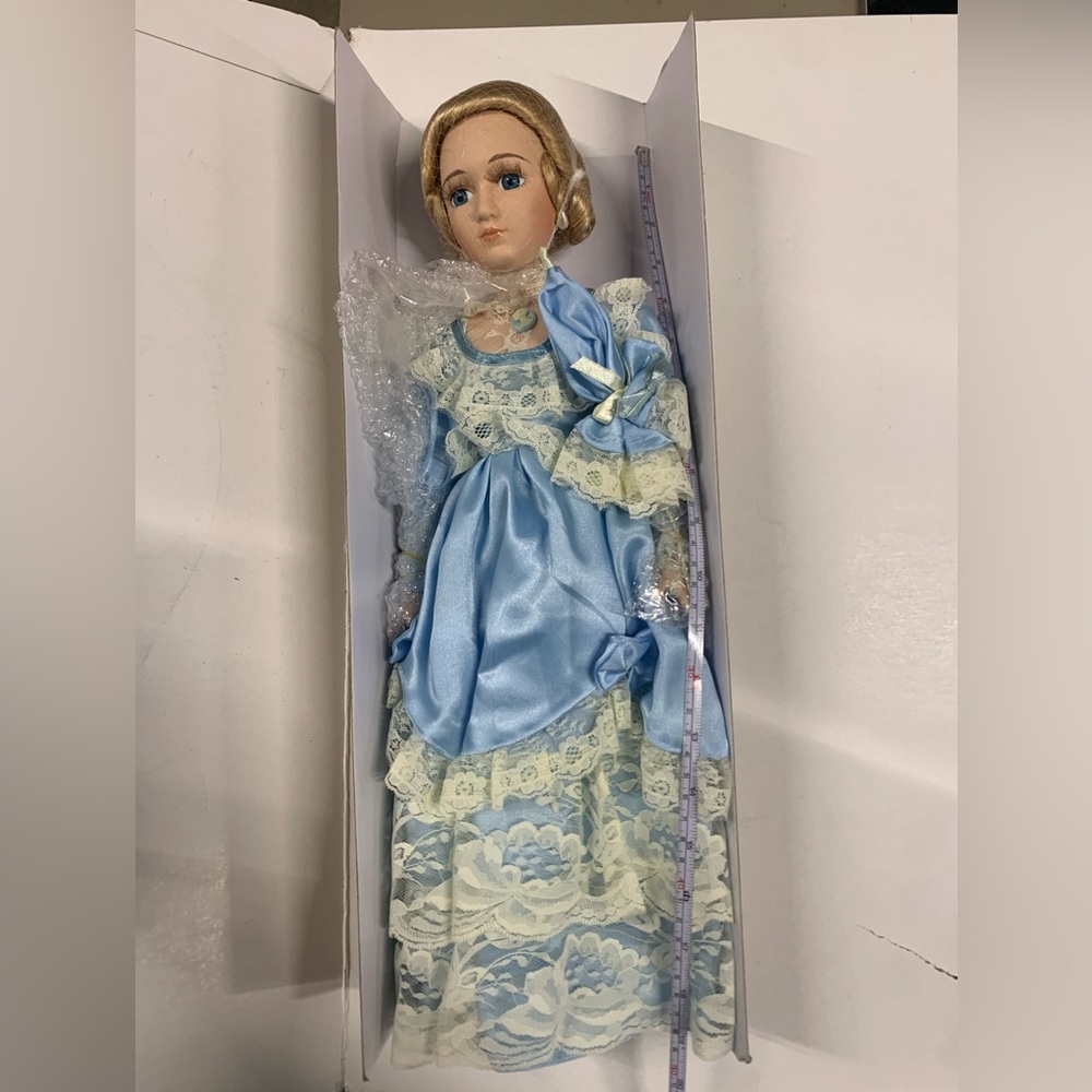 Porcelain Vintage-Style Blue Lace Doll